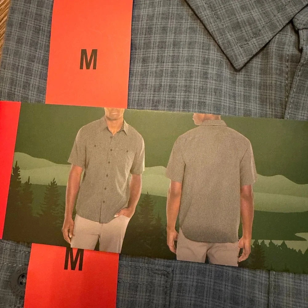 Orvis Classic Short Sleeve Tech Shirt Green/Gray Plaid‎ Mens Medium NWT